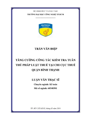 Luận văn thạc sĩ hay tăng cường công tác kiểm tra tuân thủ pháp luật thuế tại chi cục thuế quận bình thạnh