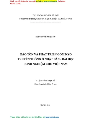 Bảo tồn và phát triển gốm kyo truyền thống ở nhật bản bài học kinh nghiệm cho việt nam luận văn thạc sĩ