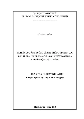Luận văn thạc sĩ hay nghiên cứu ảnh hưởng của hệ thống truyền lực đến tính ổn định của ô tô 2 cầu ở một số chế độ chuyển động đặc trưng