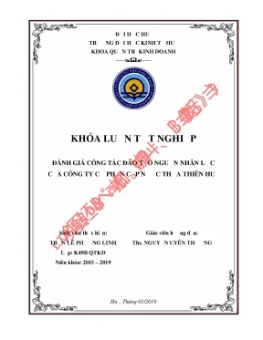 Khóa luận đánh giá công tác đào tạo nguồn nhân lực của công ty cổ phần cấp nước thừa thiên huế