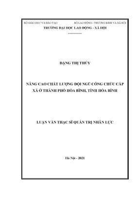 Luận văn thạc sĩ nâng cao chất lượng đội ngũ công chức cấp xã ở thành phố hòa bình tỉnh hòa bình