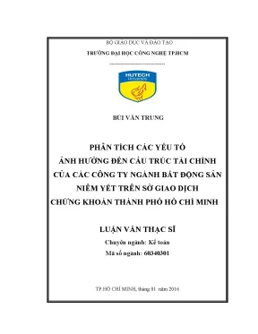 Luận văn thạc sĩ hay phân tích các yếu tố ảnh hưởng đến cấu trúc tài chính của các công ty ngành bất động sản niêm yết trên sở giao dịch chứng khoán thành phố hồ chí minh