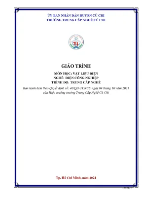 Giáo trình vật liệu điện nghề điện công nghiệp trình độ trung cấp nghề trường trung cấp nghề củ chi