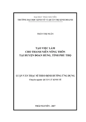 Luận văn thạc sĩ hay tạo việc làm cho thanh niên nông thôn tại huyện đoan hùng tỉnh phú thọ