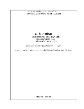 Giáo trình môn họcmô đun hàn khí ngànhnghề hàn trình độ trung cấp