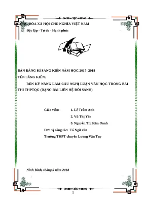 Skkn rèn kỹ năng làm câu nghị luận văn học trong bài thi thptqg dạng bài liên hệ đối sánh