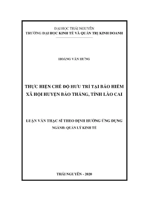 Luận văn thạc sĩ hay thực hiện chế độ hưu trí tại bảo hiểm xã hội huyện bảo thắng tỉnh lào cai