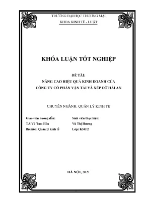 Khóa luận nâng cao hiệu quả kinh doanh của công ty cổ phần vận tải và xếp dỡ hải an