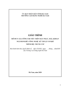 Giáo trình mô đun gia công chi tiết trên máy phay mài khoan