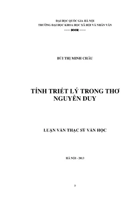 Luận văn thạc sĩ văn học tính triết lý trong thơ nguyễn duy