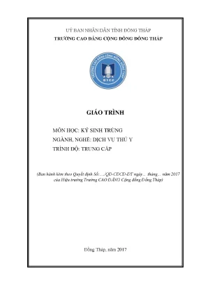 Giáo trình ký sinh trùng nghề dịch vụ thú y trung cấp