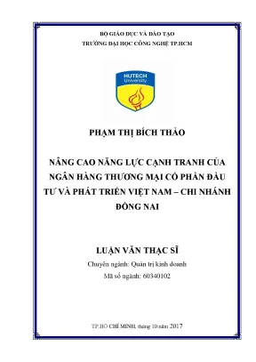 Luận văn thạc sĩ hay nâng cao năng lực cạnh tranh của ngân hàng thương mại cổ phần đầu tư và phát triển việt nam chi nhánh đồng nai