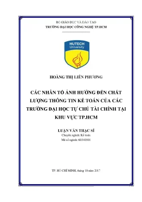 Luận văn thạc sĩ kế toán các nhân tố ảnh hưởng đến chất lượng thông tin kế toán của các trường đại học tự chủ tài chính tại khu vực tp hcm