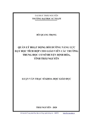 Luận văn thạc sĩ hay quản lý hoạt động bồi dưỡng năng lực dạy học tích hợp cho giáo viên các trường trung học cơ sở huyện định hóa tỉnh thái nguyên