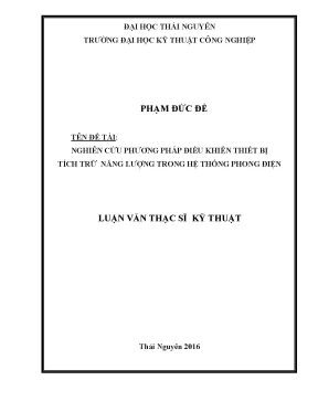 Luận văn thạc sĩ hay nghiên cứu phương pháp điều khiển thiết bị tích trữ năng lực trong hệ thống phong điện