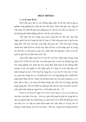 Luận văn quản lý nhà nước về giáo dục trung học cơ sở trên địa bàn thành phố lào cai tỉnh lào cai