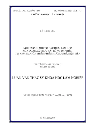 Luận văn thạc sĩ hay nghiên cứu một số đặc điểm lâm học của quần xã thực vật rừng tự nhiên tại khu bảo tồn thiên nhiên mường nhé điện biên