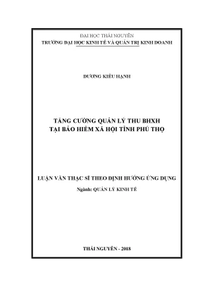 Luận văn thạc sĩ hay tăng cường quản lý thu bảo hiểm xã hội tại bhxh tỉnh phú thọ