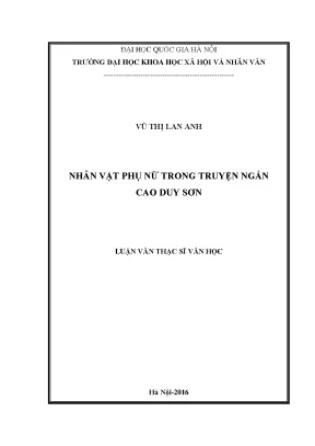 Luận văn thạc sĩ văn học việt nam nhân vật phụ nữ trong truyện ngắn cao duy sơn