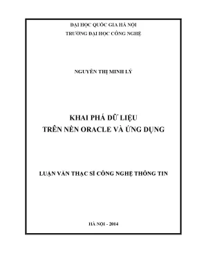Luận văn thạc sĩ công nghệ thông tin khai phá dữ liệu trên nền oracle và ứng dụng