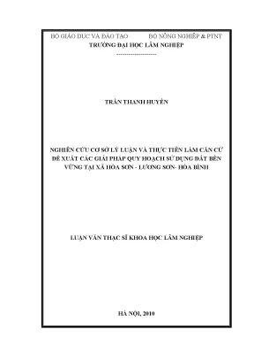 Luận văn thạc sĩ hay nghiên cứu cơ sở lý luận và thực tiễn làm căn cứ đề xuất các giải pháp quy hoạch sử dụng đất bền vững tại xã hòa sơn lương sơn hòa bình