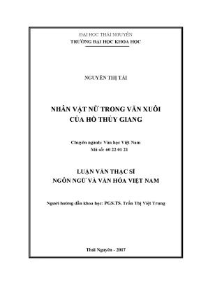Luận văn thạc sĩ hay nhân vật nữ trong văn xuôi của hồ thủy giang