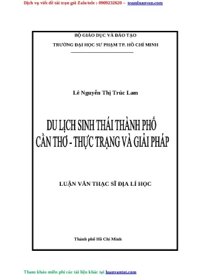 Luận văn du lịch sinh thái cần thơ