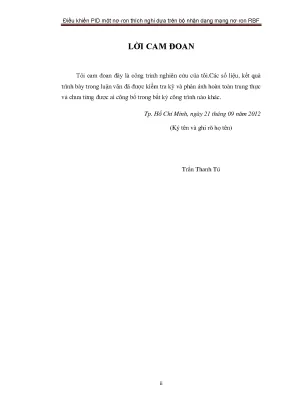 Luận văn thạc sĩ điều khiển pid một nơron thích nghi dựa trên bộ nhận dạng mạng nơron rbf
