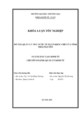 Khóa luận quản lý nhà nước về xuất khẩu chè của tỉnh thái nguyên