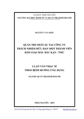 Luận văn thạc sĩ hay quản trị nhân sự tại công ty trách nhiệm hữu hạn một thành viên kim loại màu bắc kạn tmc