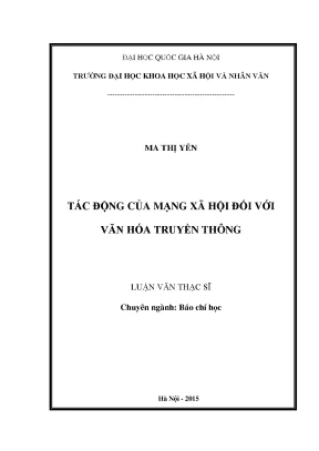 Luận văn thạc sĩ tác động của mạng xã hội đối với văn hoá truyền thông