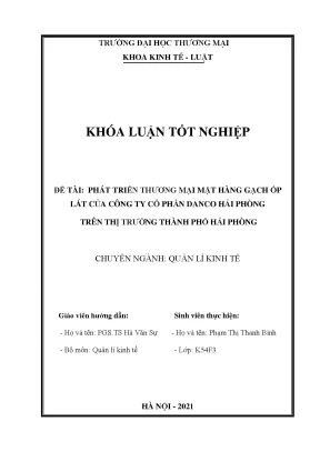 Khóa luận phát triển thương mại mặt hàng gạch ốp lát của công ty cổ phần danco hải phòng trên thị trường thành phố hải phòng