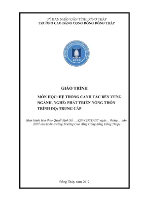 Giáo trình hệ thông canh tác bền vững nghề phát triển nông thôn trung cấp