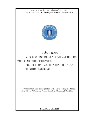 Giáo trình ứng dụng vi sinh vật hữu ích trong nuôi trồng thuỷ sản nghề phòng và chữa bệnh thuỷ sản cao đẳng