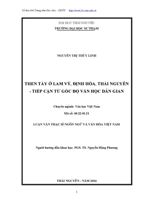 Luận văn thạc sĩ hay then tày ở lam vỹ định hóa thái nguyên tiếp cận từ góc độ văn học dân gian