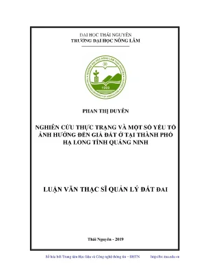 Luận văn thạc sĩ hay nghiên cứu thực trạng và một số yếu tố ảnh hưởng đến giá đất ở tại thành phố hạ long tỉnh quảng ninh
