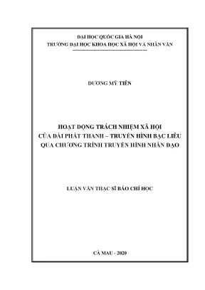 Luận văn thạc sĩ hoạt động trách nhiệm xã hội của đài phát thanh truyền hình bạc liêu qua chương trình truyền hình nhân đạo