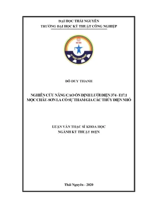 Luận văn thạc sĩ hay nghiên cứu nâng cao ổn định lưới điện 374 e17 1 mộc châu sơn la có sự tham gia các thủy điện nhỏ