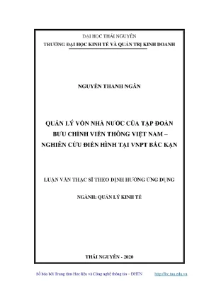 Luận văn thạc sĩ hay quản lý vốn nhà nước của tập đoàn bưu chính viễn thông việt nam nghiên cứu điển hình tại vnpt bắc kạn