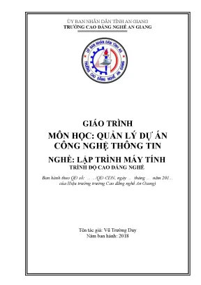 Giáo trình quản lý dự án công nghệ thông tin nghề lập trình máy tính trình độ cao đẳng