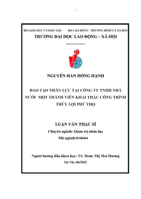 Luận văn thạc sĩ đào tạo nhân lực tại công ty tnhh nhà nước một thành viên khai thác công trình thủy lợi phú thọ