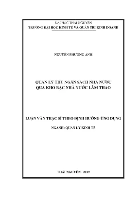 Luận văn thạc sĩ hay quản lý thu ngân sách nhà nước qua kho bạc nhà nước lâm thao