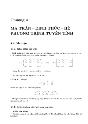Ma trận định thức hệ phương trình tuyến tính