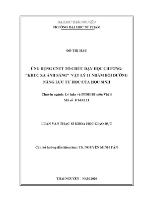 Luận văn thạc sĩ hay ứng dụng công nghệ thông tin tổ chức dạy học chương khúc xạ ánh sáng vật lý 11 nhằm bồi dưỡng năng lực tự học của học sinh