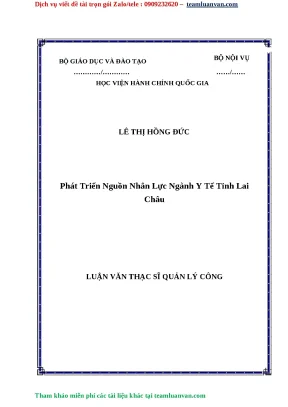 Luận văn thạc sỹ phát triển nguồn nhân lực ngành y tế tỉnh lai châu