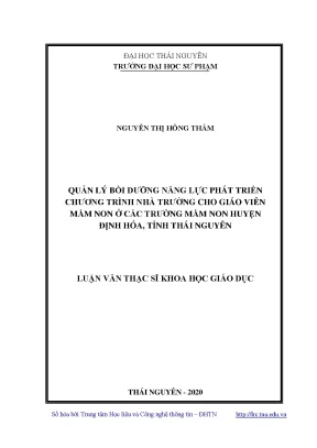 Luận văn thạc sĩ hay quản lý bồi dưỡng năng lực phát triển chương trình nhà trường cho giáo viên mầm non ở các trường mầm non huyện định hóa tỉnh thái nguyên