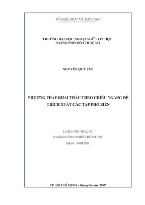 Luận văn thạc sĩ công nghệ thông tin phương pháp khai thác theo chiều ngang để trích xuất các tập phổ biến