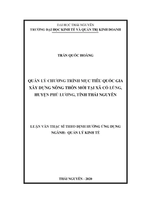 Luận văn thạc sĩ hay quản lý chương trình mục tiêu quốc gia xây dựng nông thôn mới tại xã cổ lũng huyện phú lương tỉnh thái nguyên