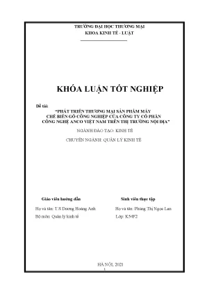 Khóa luận phát triển thương mại sản phẩm máy chế biến gỗ công nghiệp của công ty cổ phần công nghệ anco việt nam trên thị trường nội địa