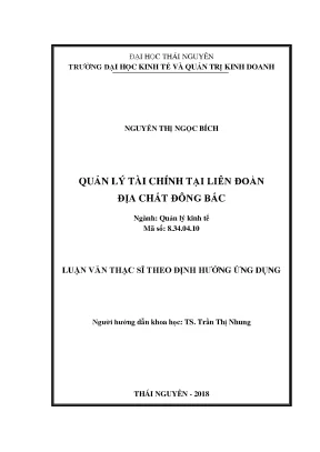 Luận văn thạc sĩ hay quản lý tài chính tại liên đoàn địa chất đông bắc